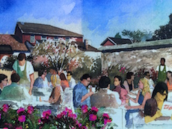 Artist's rendering of restaurant patio